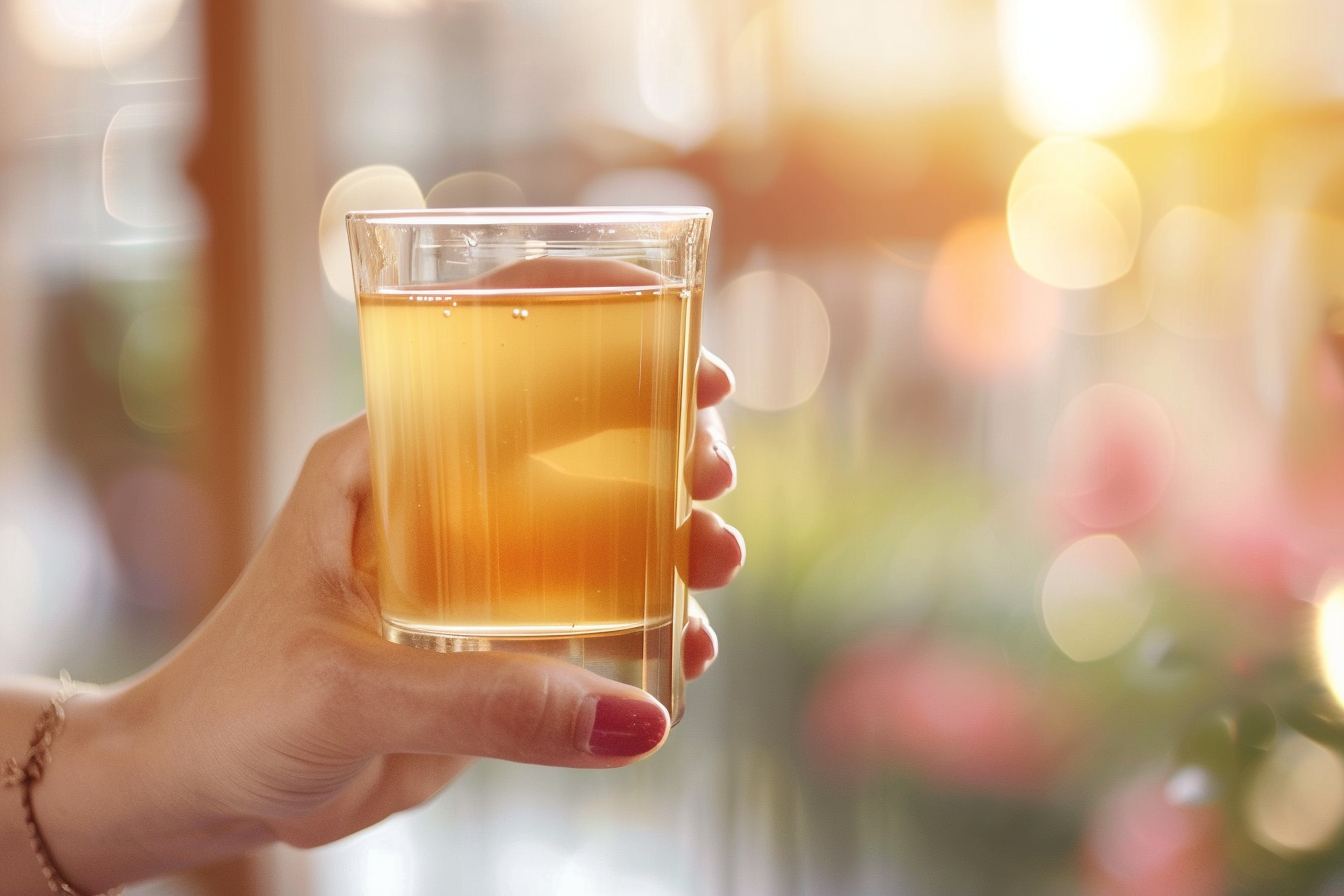 Image gratuite Main avec verre de jus de pomme 1