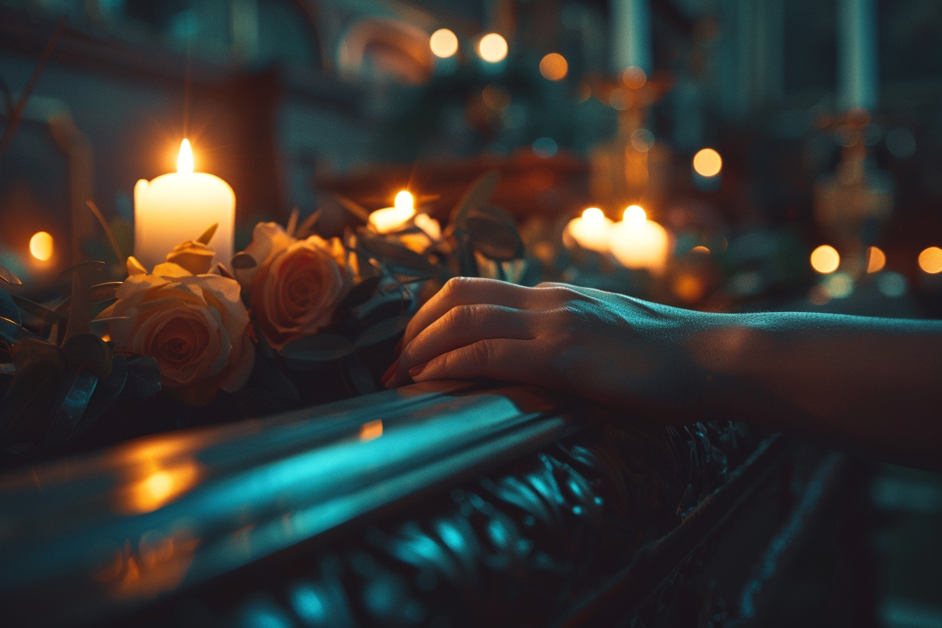 Image gratuite Main de tristesse sur un cercueil 2