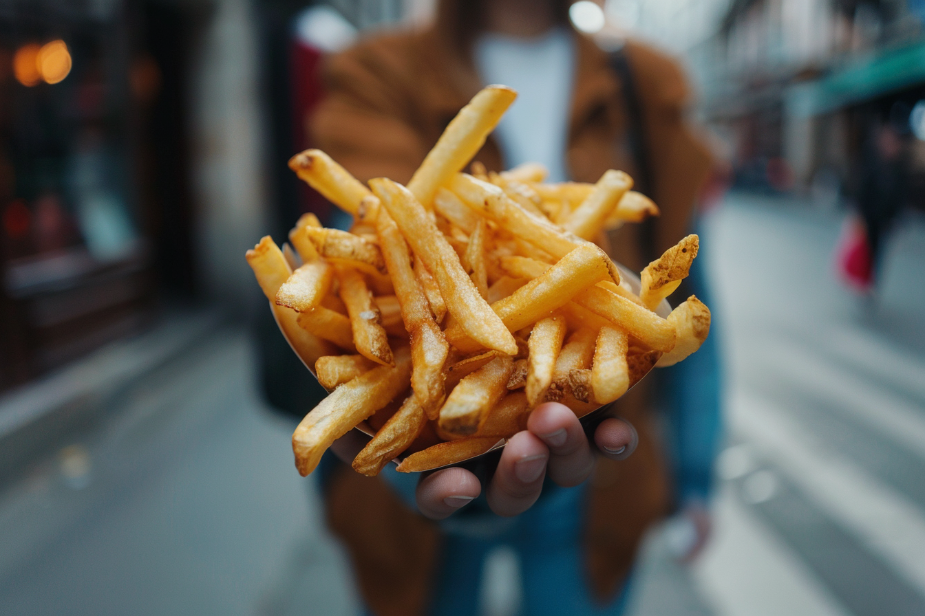 Image gratuite Main tenant des frites croustillantes 1