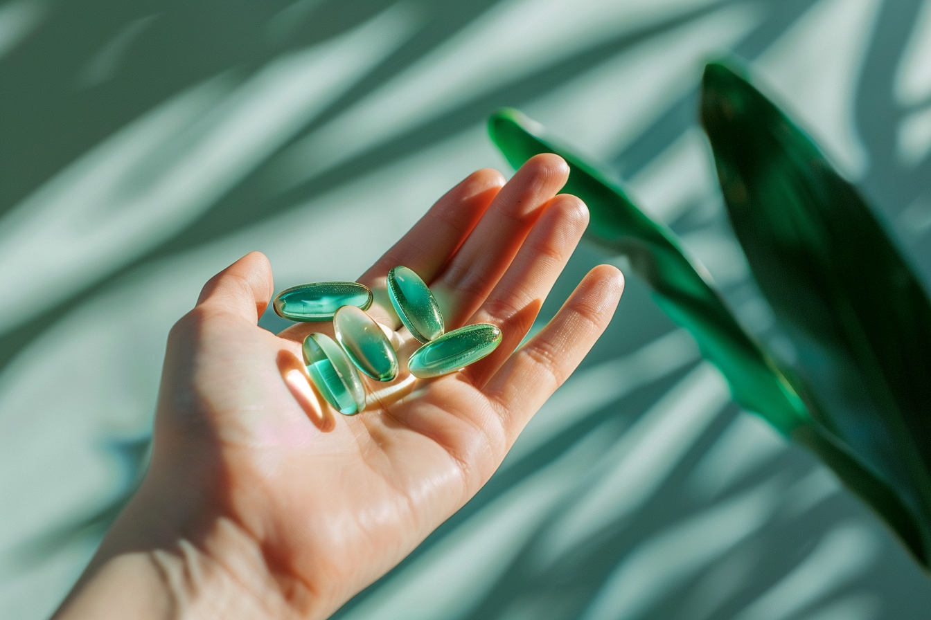 Image gratuite Main tenant gélules vertes 1