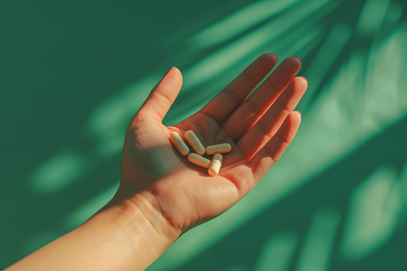 Image gratuite Main tenant gélules vertes 3