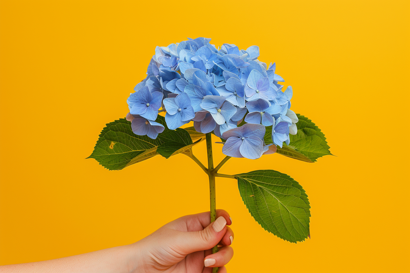 Image gratuite Main tenant hortensia bleue 2