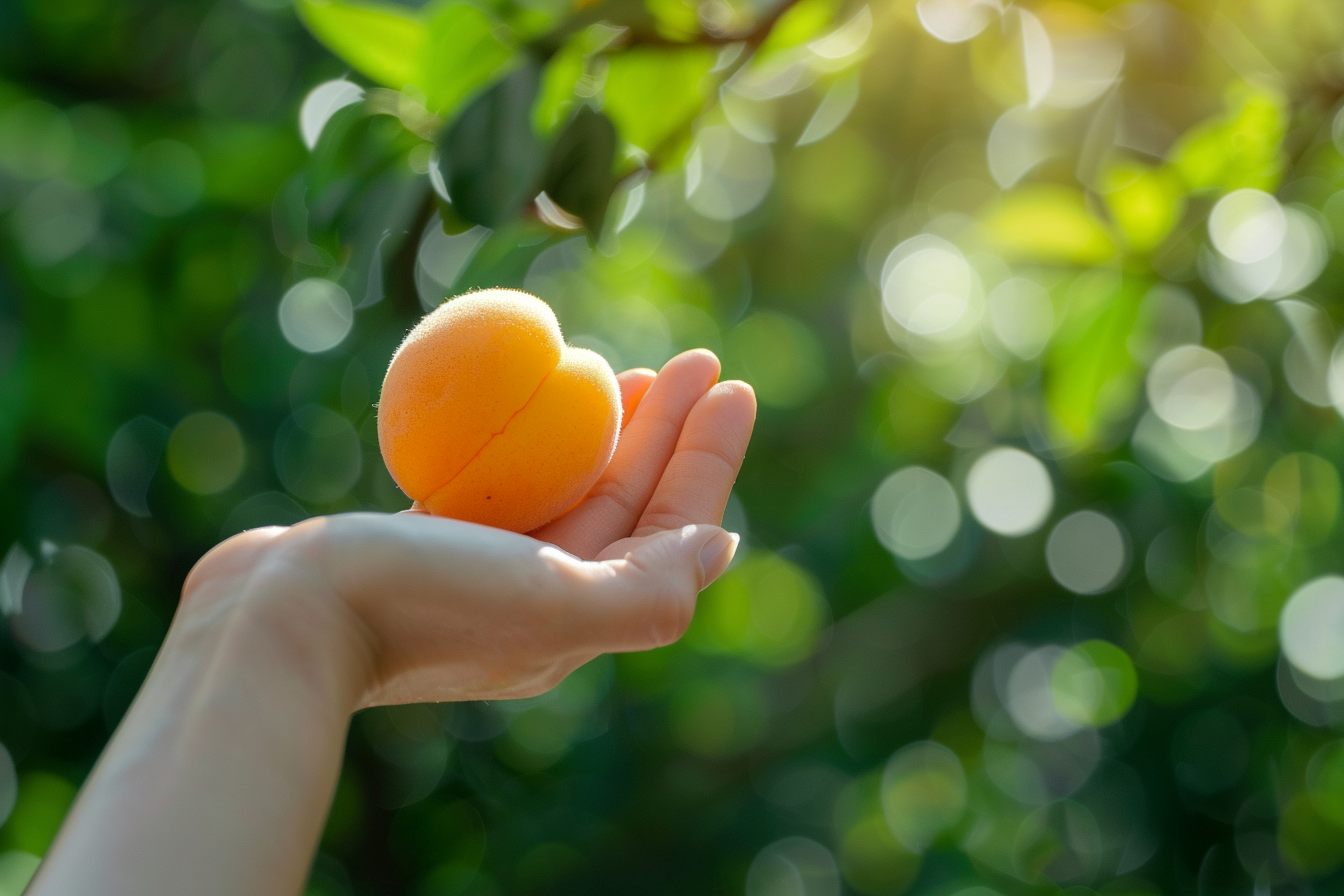 Image gratuite Main tenant un abricot frais 1