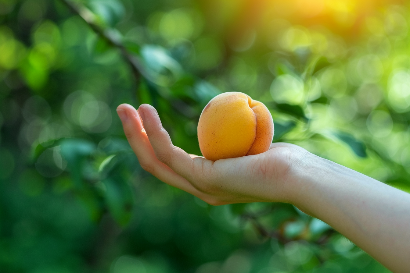Image gratuite Main tenant un abricot frais 2