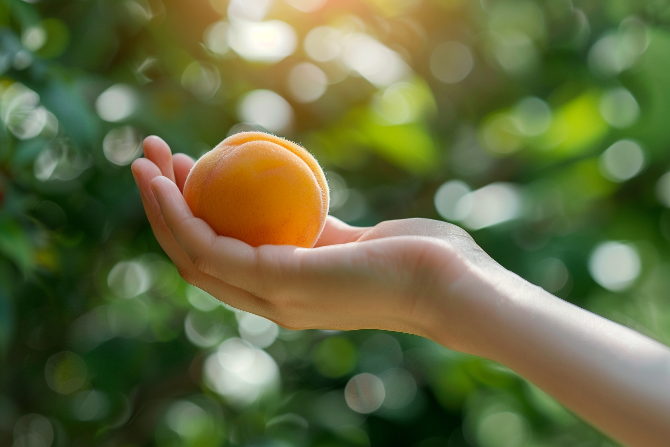 Image gratuite Main tenant un abricot frais 4