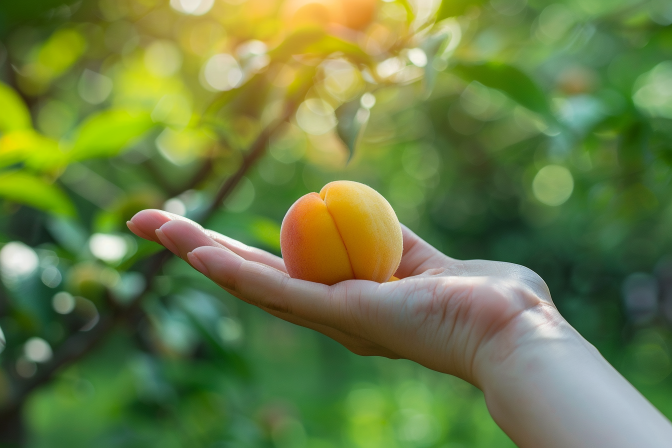 Image gratuite Main tenant un abricot frais 6