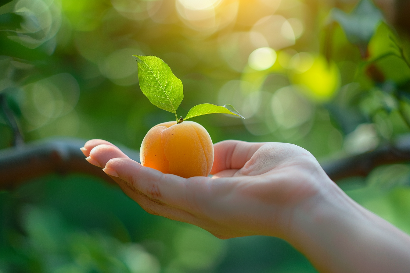 Image gratuite Main tenant un abricot frais 7