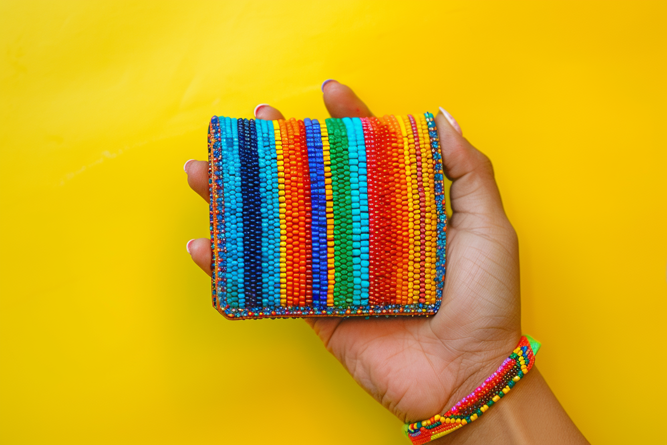 Image gratuite Main tenant un porte-monnaies en perles 1