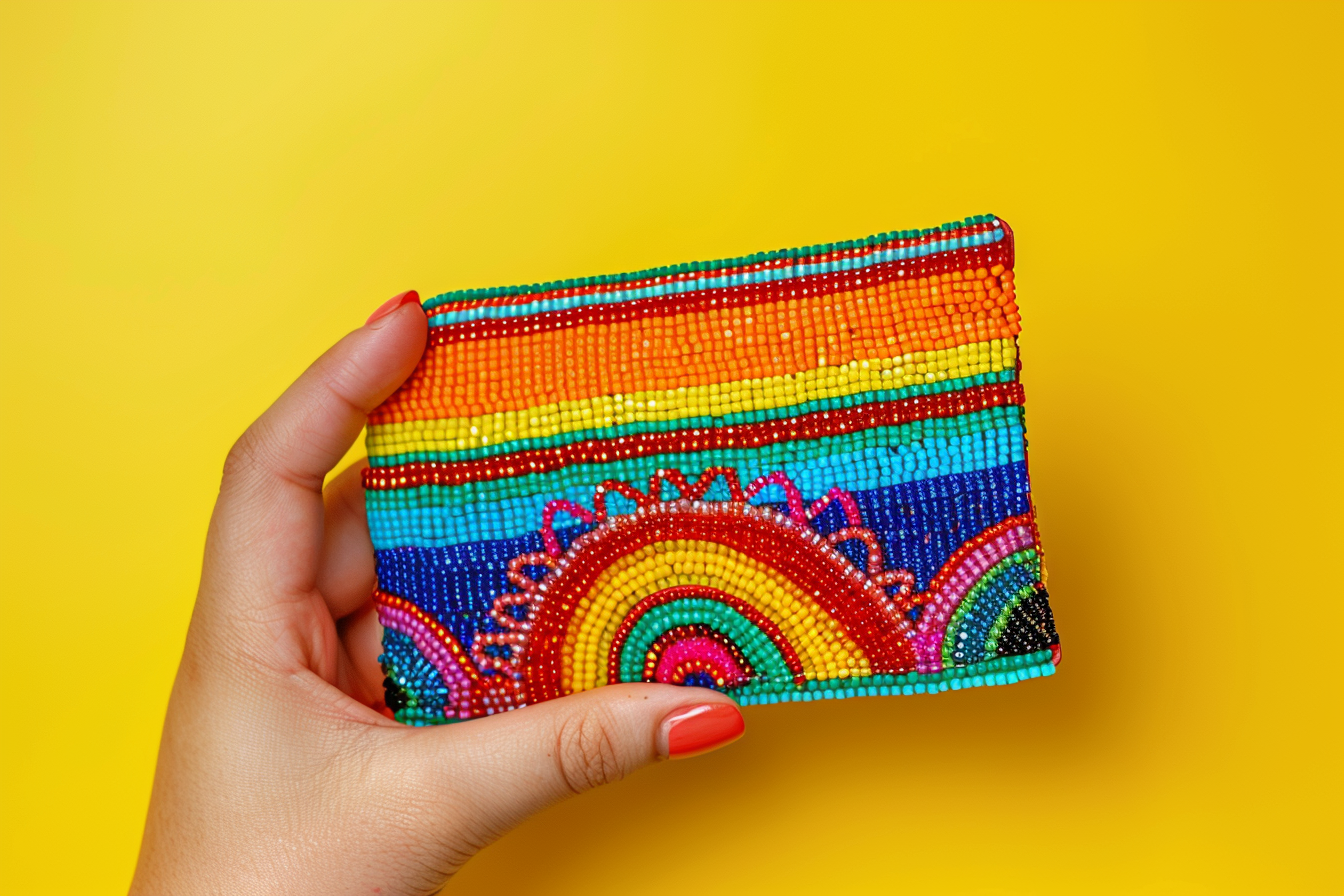 Image gratuite Main tenant un porte-monnaies en perles 2