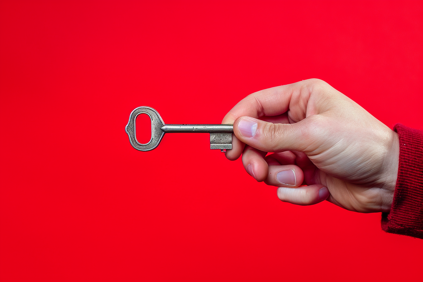 Image gratuite Main tenant une clé argentée 1
