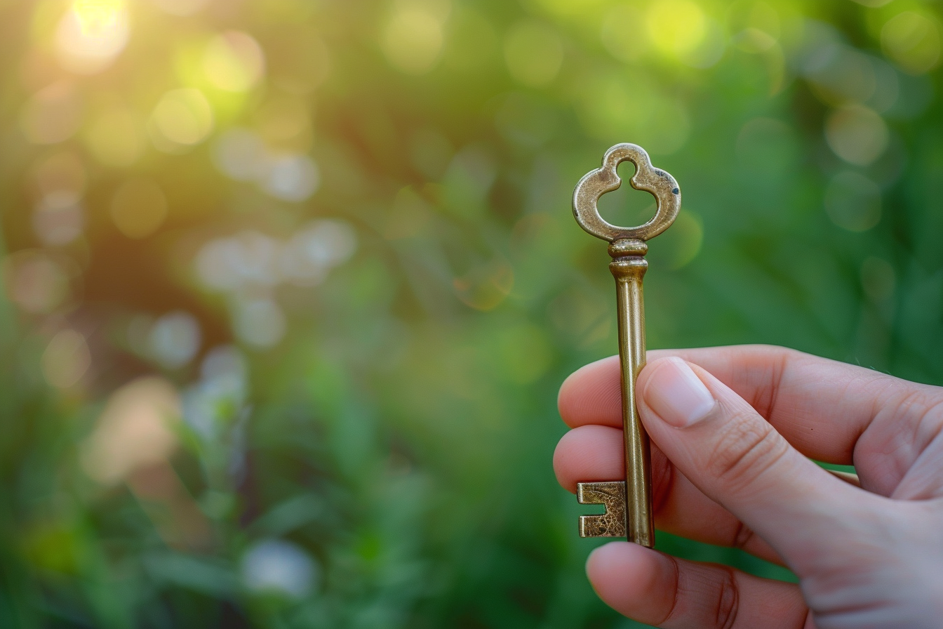 Image gratuite Main tenant une clé en bronze 2