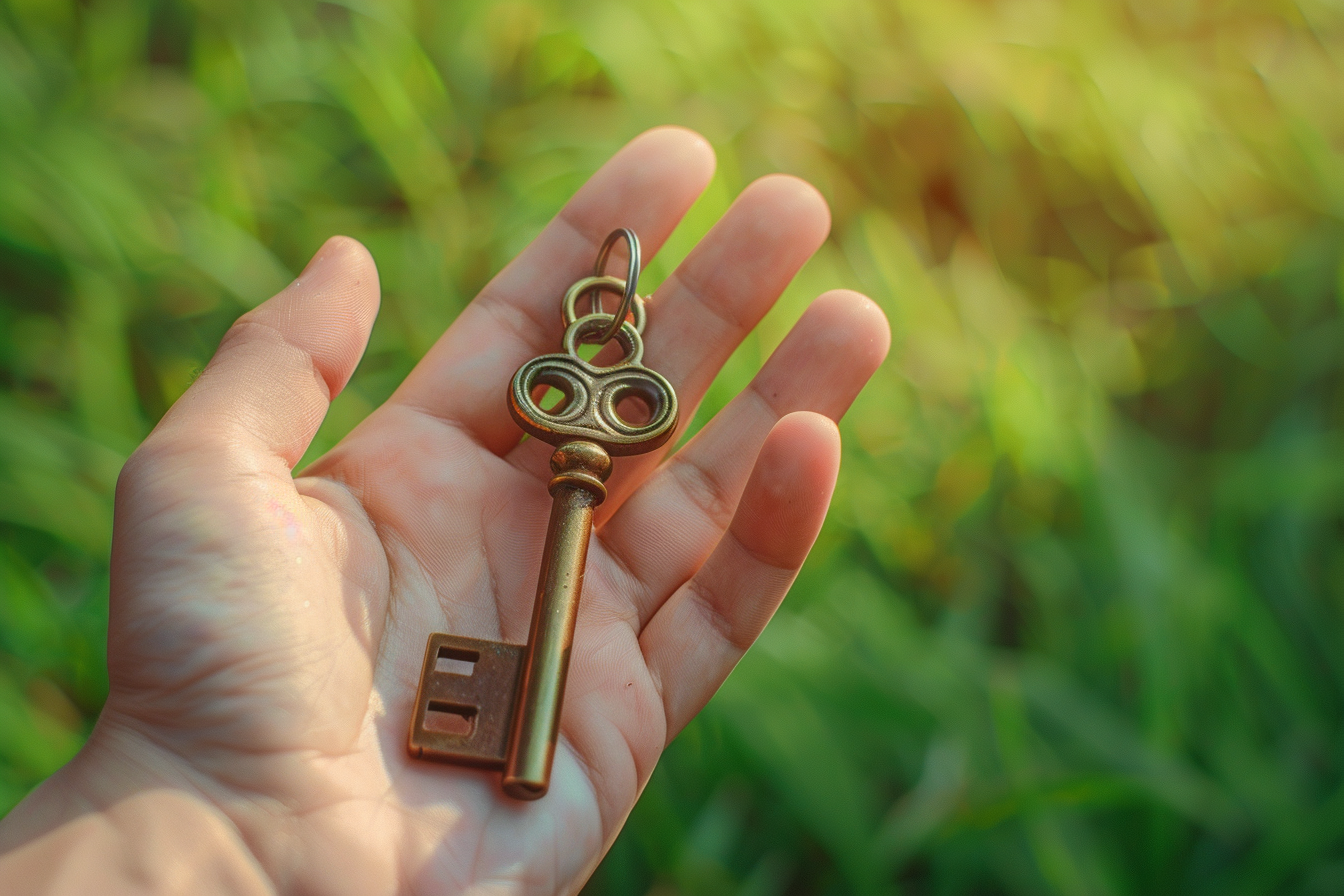 Image gratuite Main tenant une clé en bronze 3