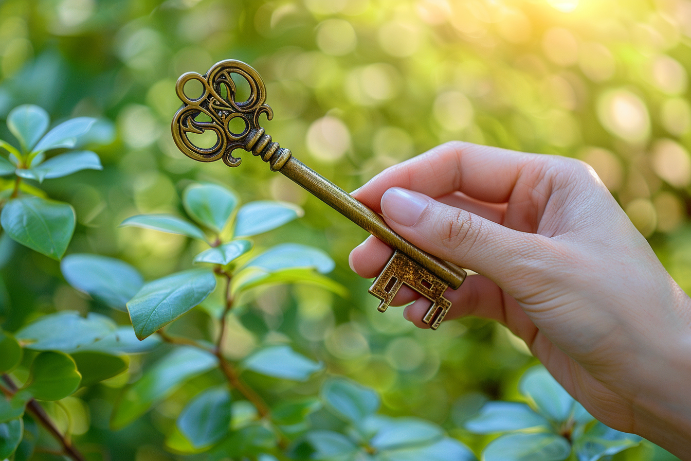 Image gratuite Main tenant une clé en bronze 5