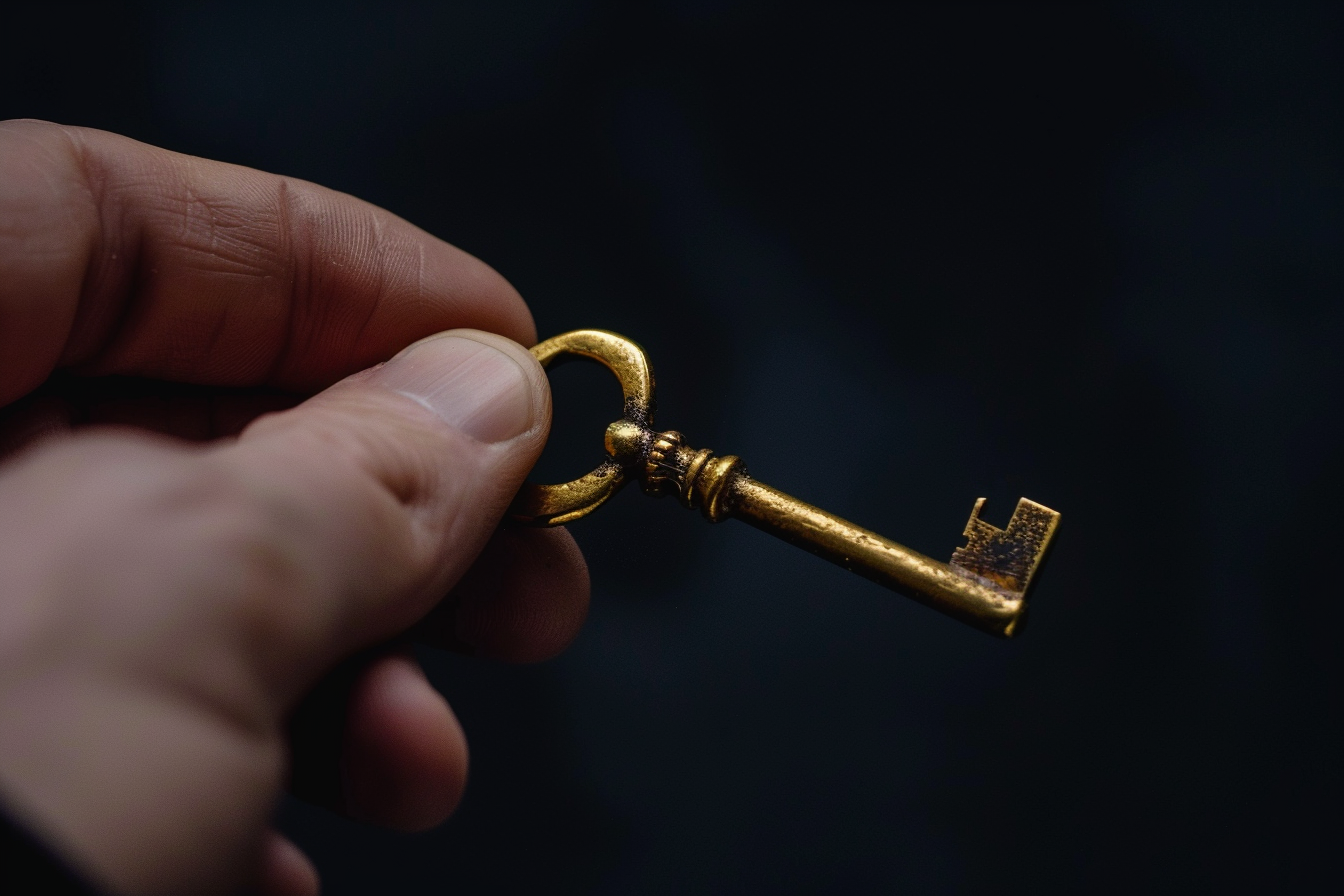 Image gratuite Main tenant une clé en laiton antique 2