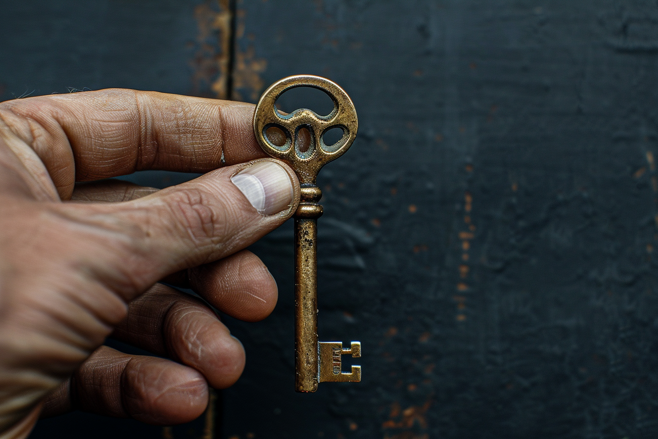 Image gratuite Main tenant une clé en laiton antique 4