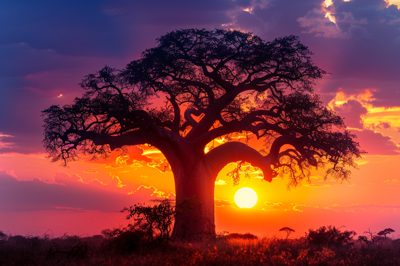 Image gratuite Majestueux baobab dans la savane africaine 1