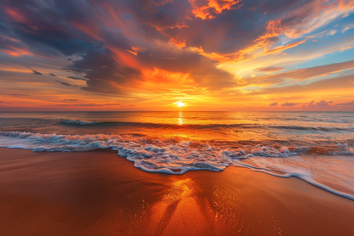 Image gratuite Majestueux coucher de soleil sur l&rsquo;océan 1