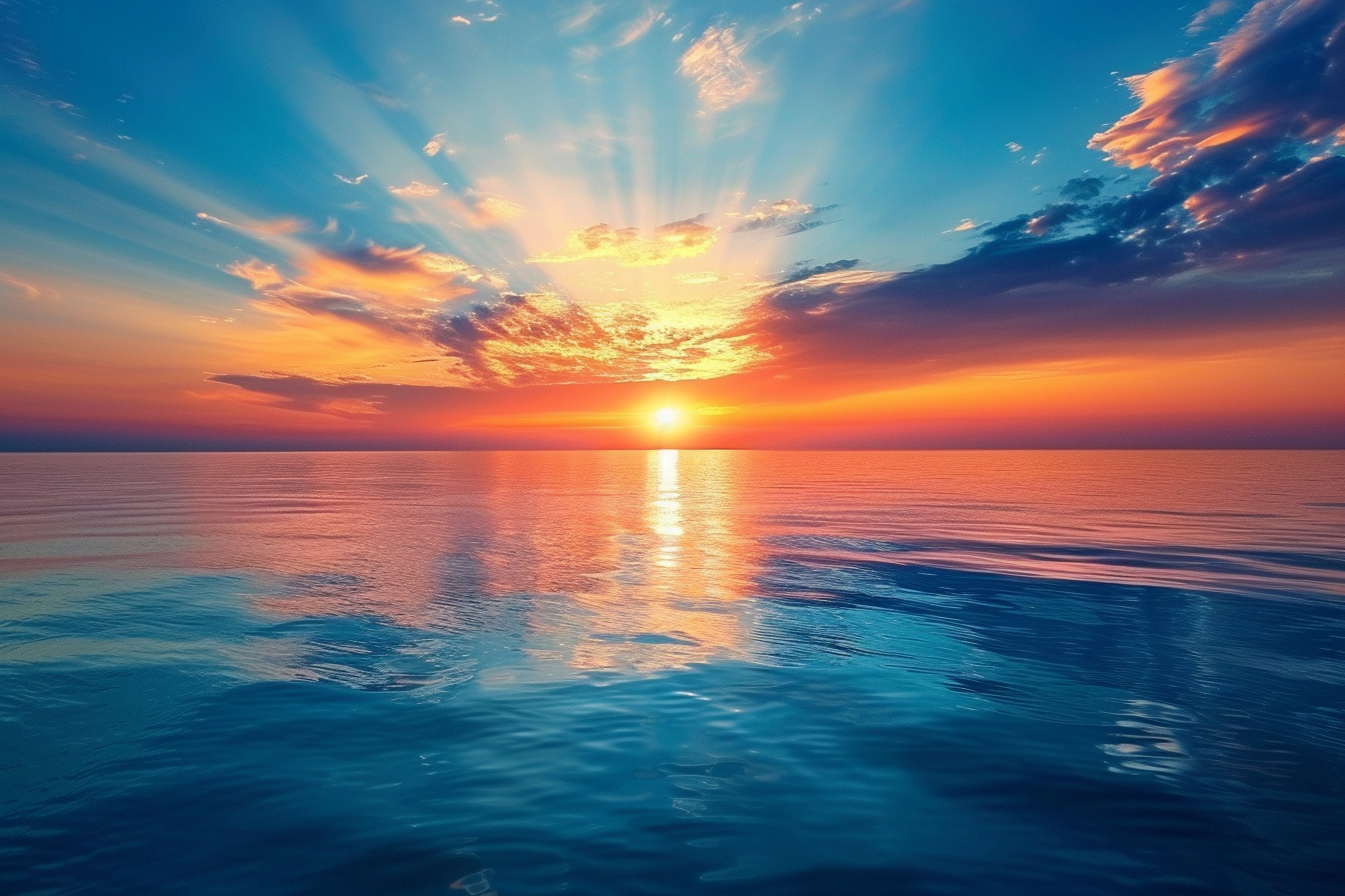 Image gratuite Majestueux coucher de soleil sur l&rsquo;océan 2