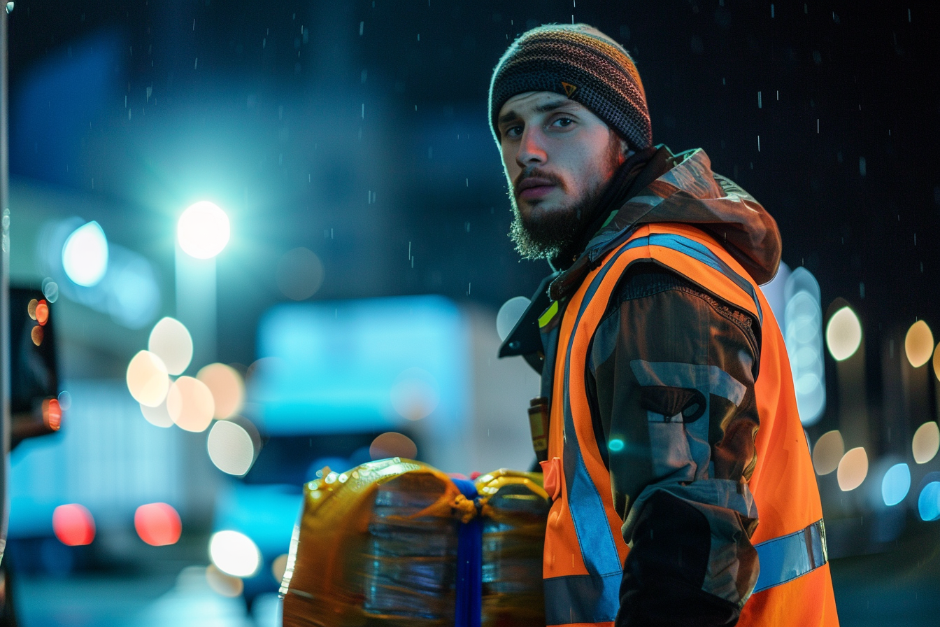 Image gratuite Manutentionnaire de fret, fond bleu 4