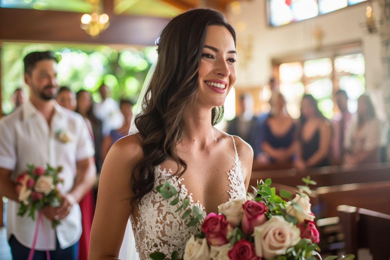 Image gratuite Mariée dans église ensoleillée 4