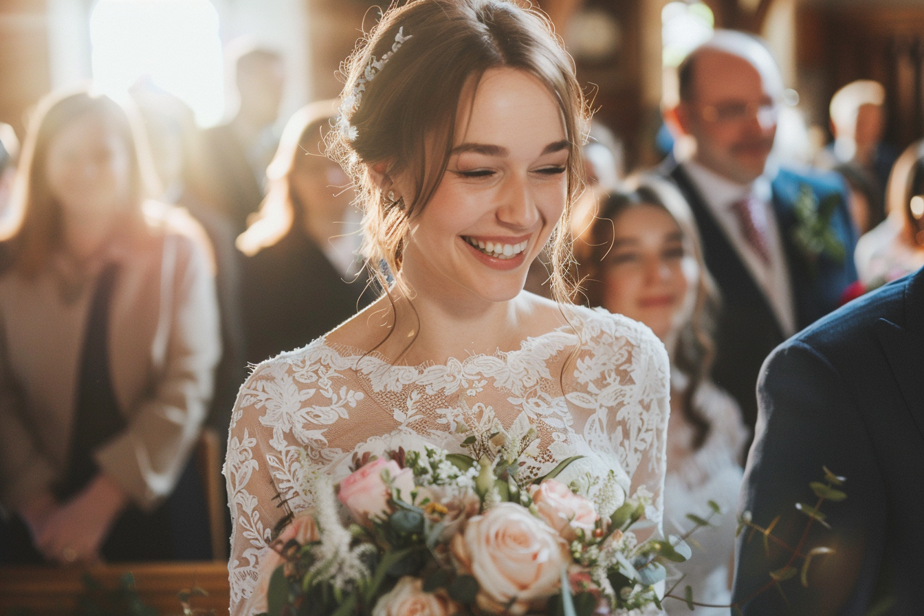 Image gratuite Mariée dans église ensoleillée 5