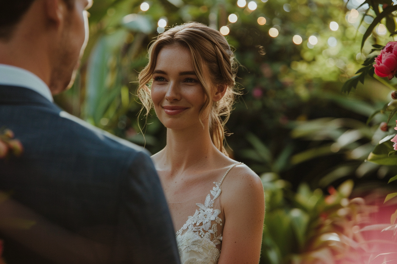 Image gratuite Mariée dans jardin luxuriant 2