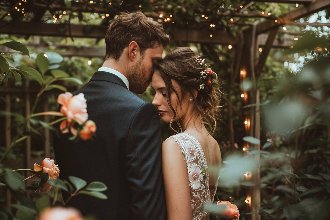 Image gratuite Mariée dans jardin luxuriant 3