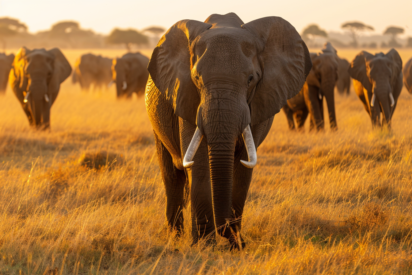 Image gratuite Matriarche éléphant guidant troupeau 1