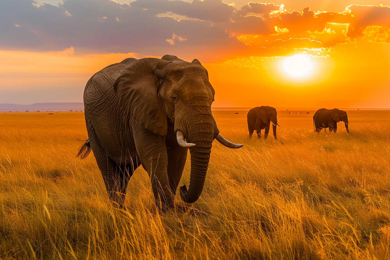 Image gratuite Matriarche éléphant guidant troupeau 2