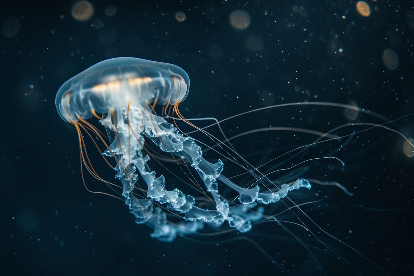 Image gratuite Méduse bioluminescente dans l&rsquo;océan sombre 1