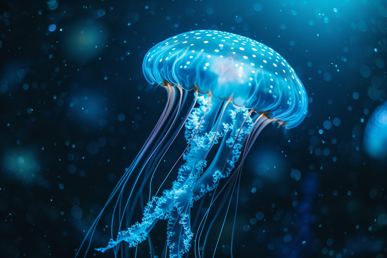 Image gratuite Méduse bioluminescente dans l&rsquo;océan sombre 2