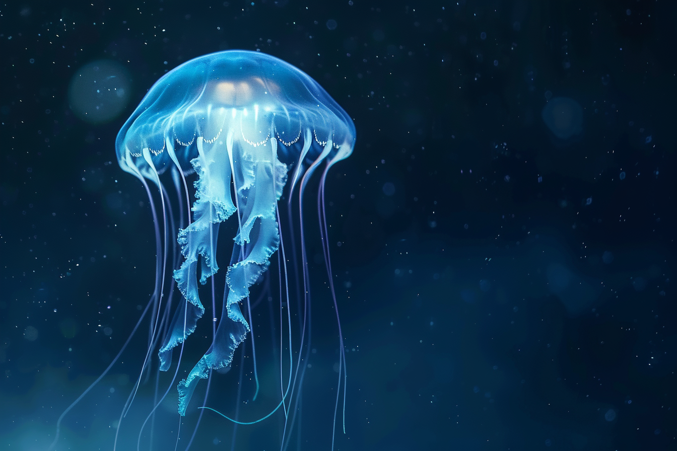 Image gratuite Méduse lumineuse en mer profonde 1