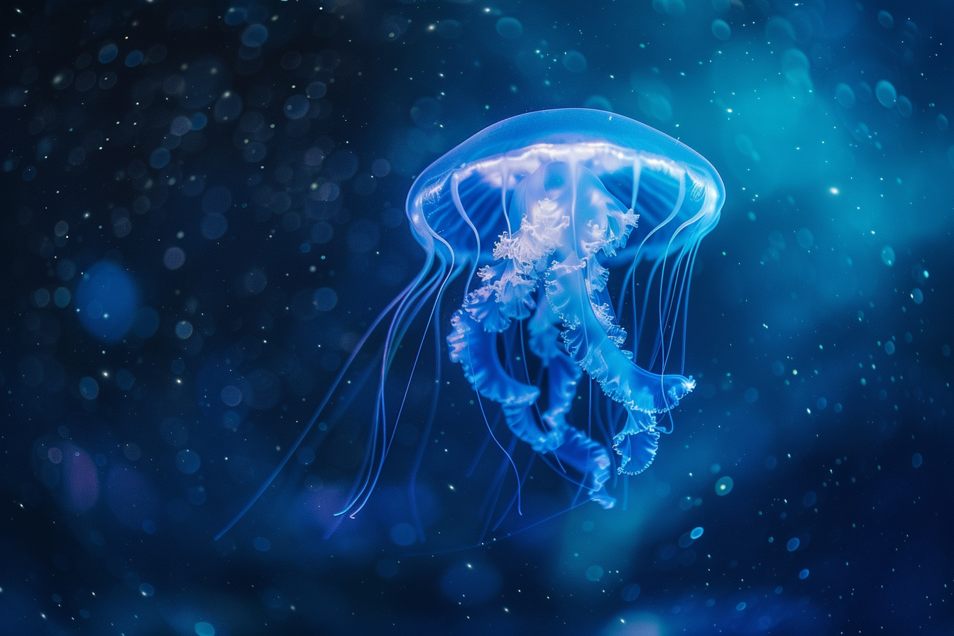 Image gratuite Méduse lumineuse en mer profonde 2