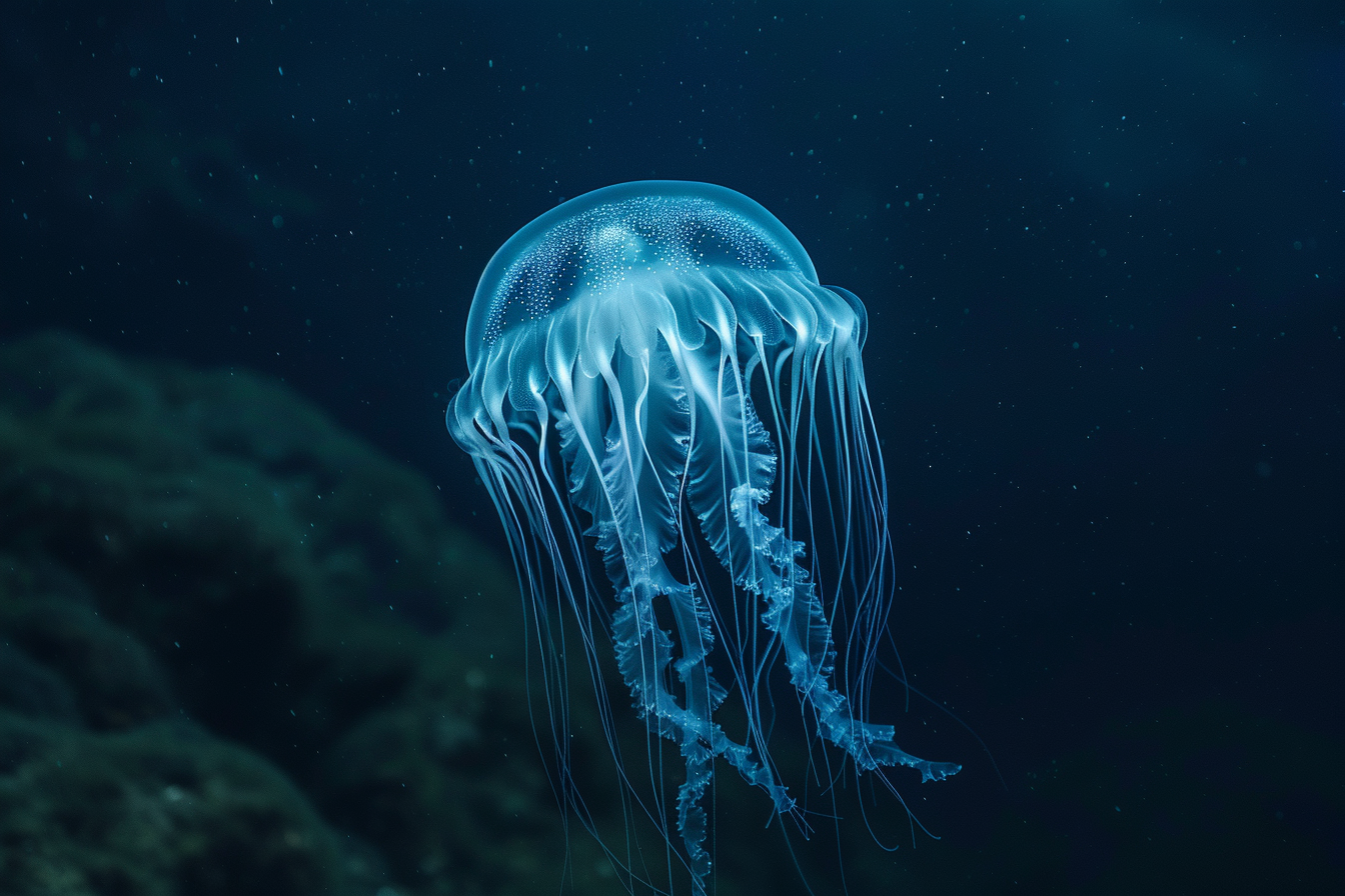 Image gratuite Méduse lumineuse en mer profonde 3