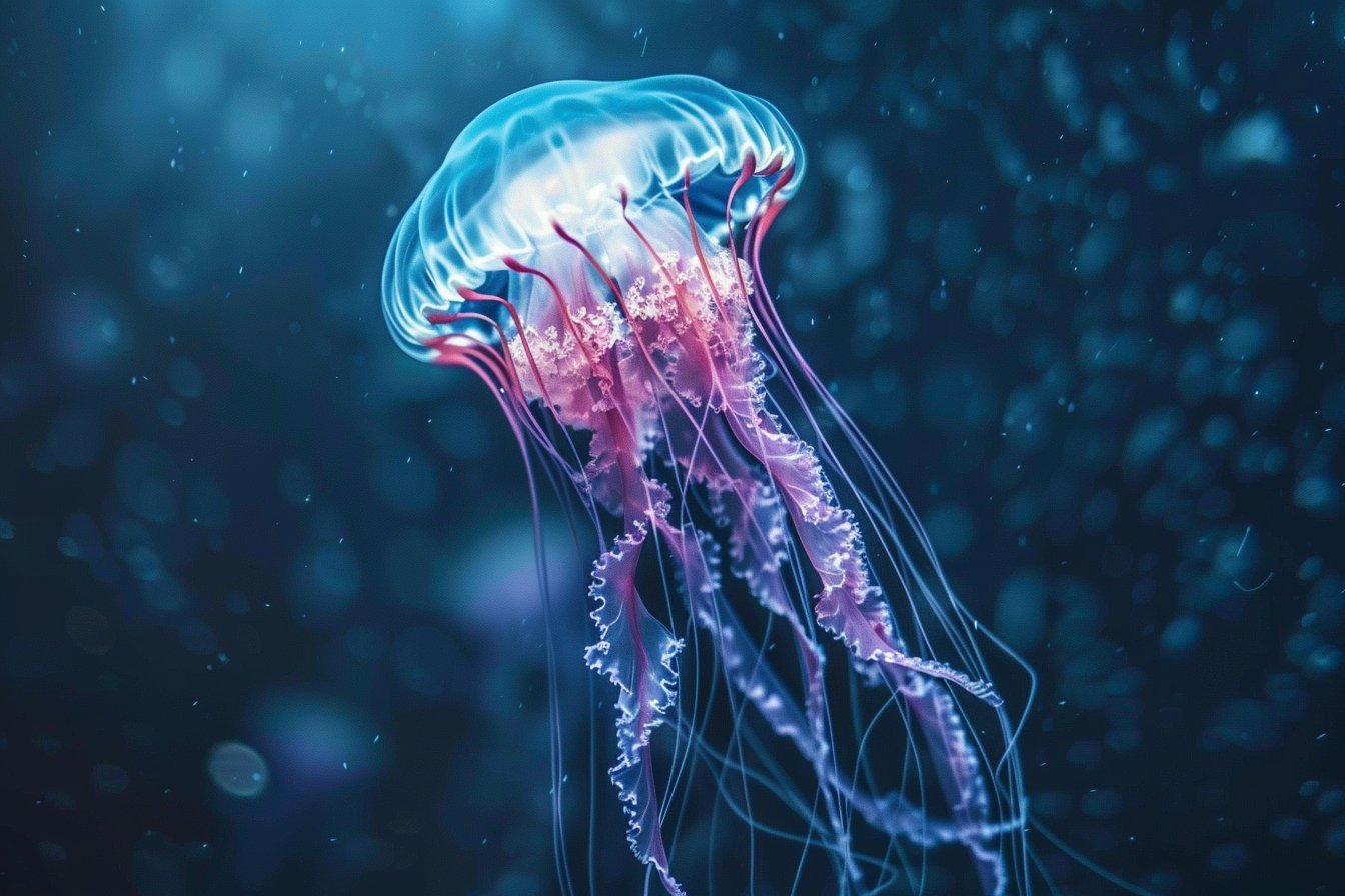Image gratuite Méduse lumineuse en mer profonde 4