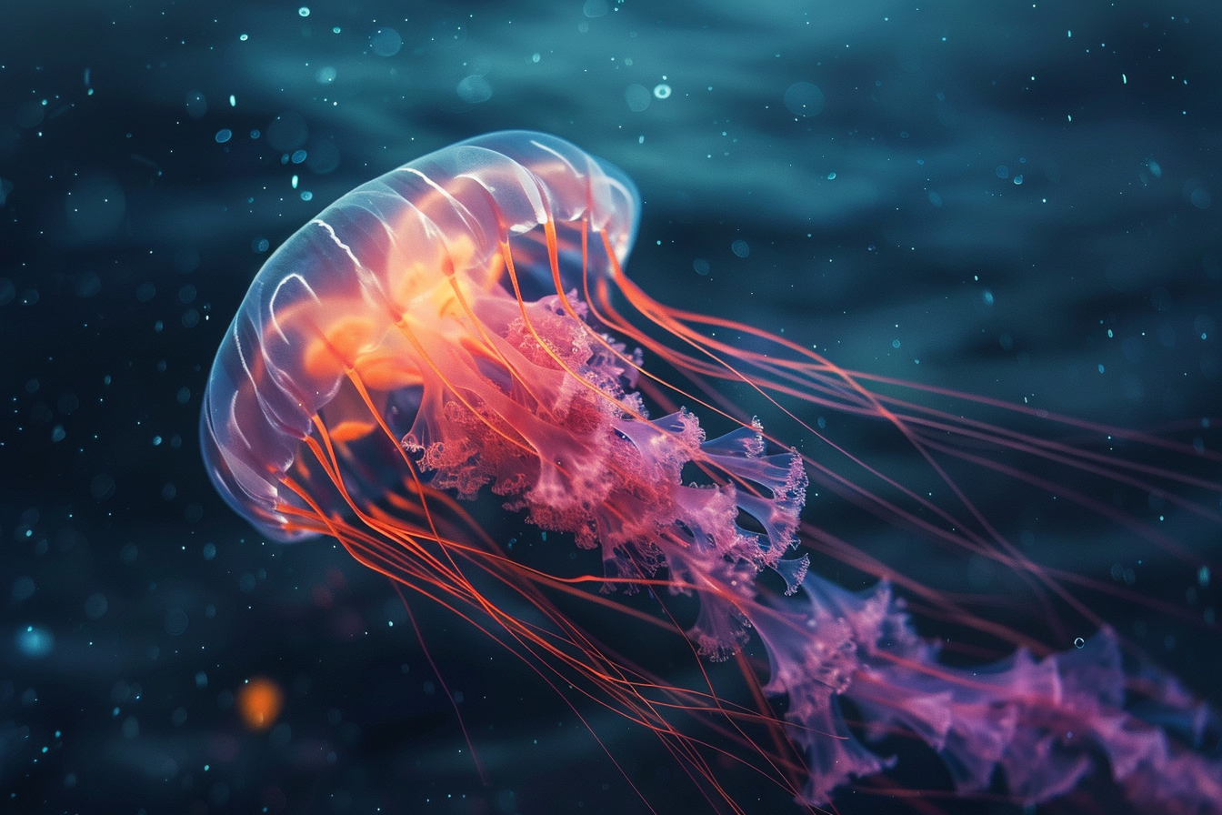 Image gratuite Méduse lumineuse en mer profonde 5