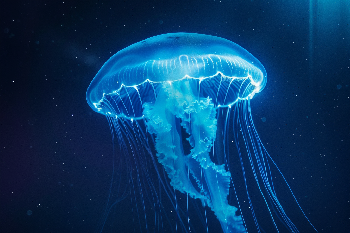 Image gratuite Méduse lumineuse en mer profonde 6