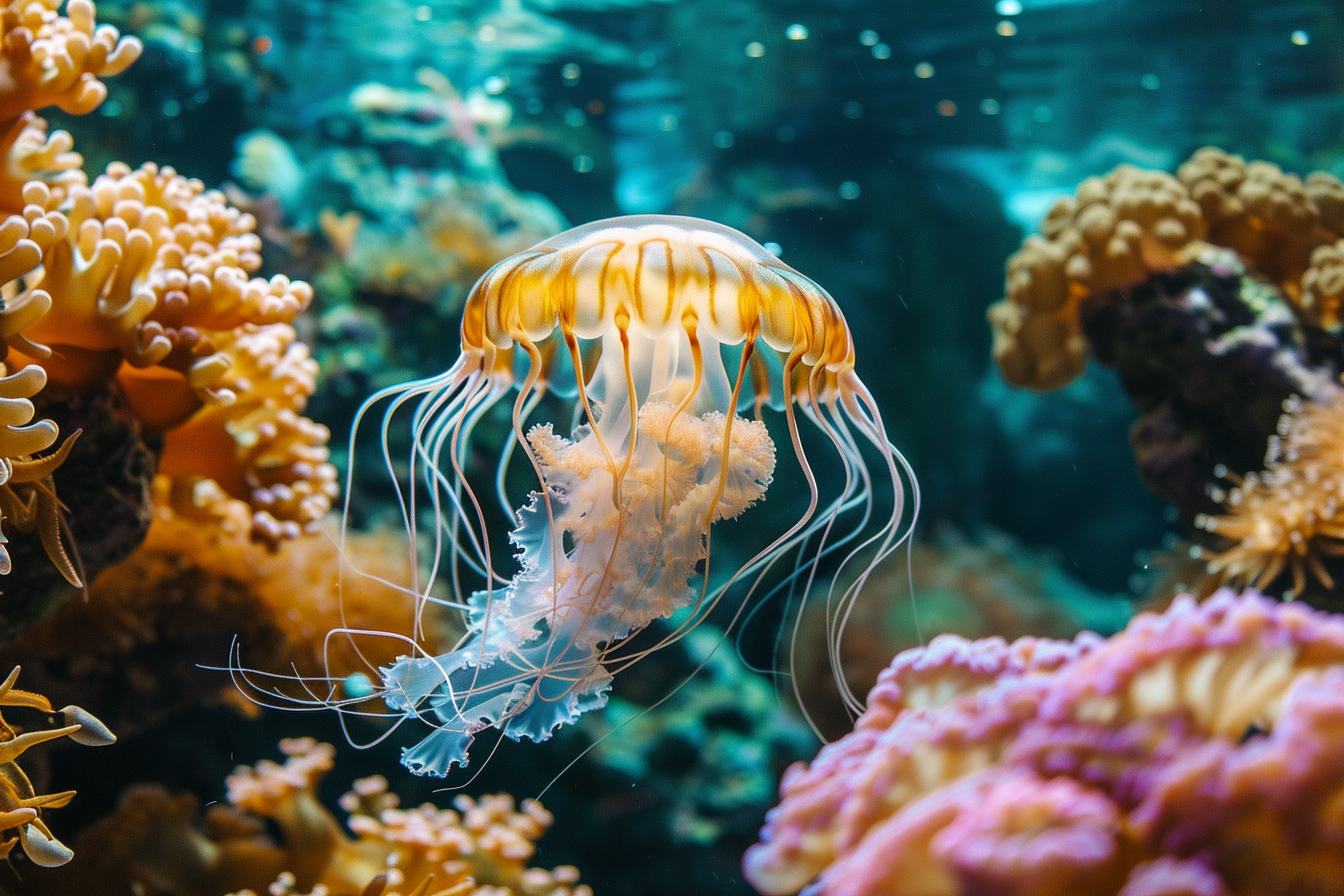 Image gratuite Méduse près d&rsquo;un récif corallien 1