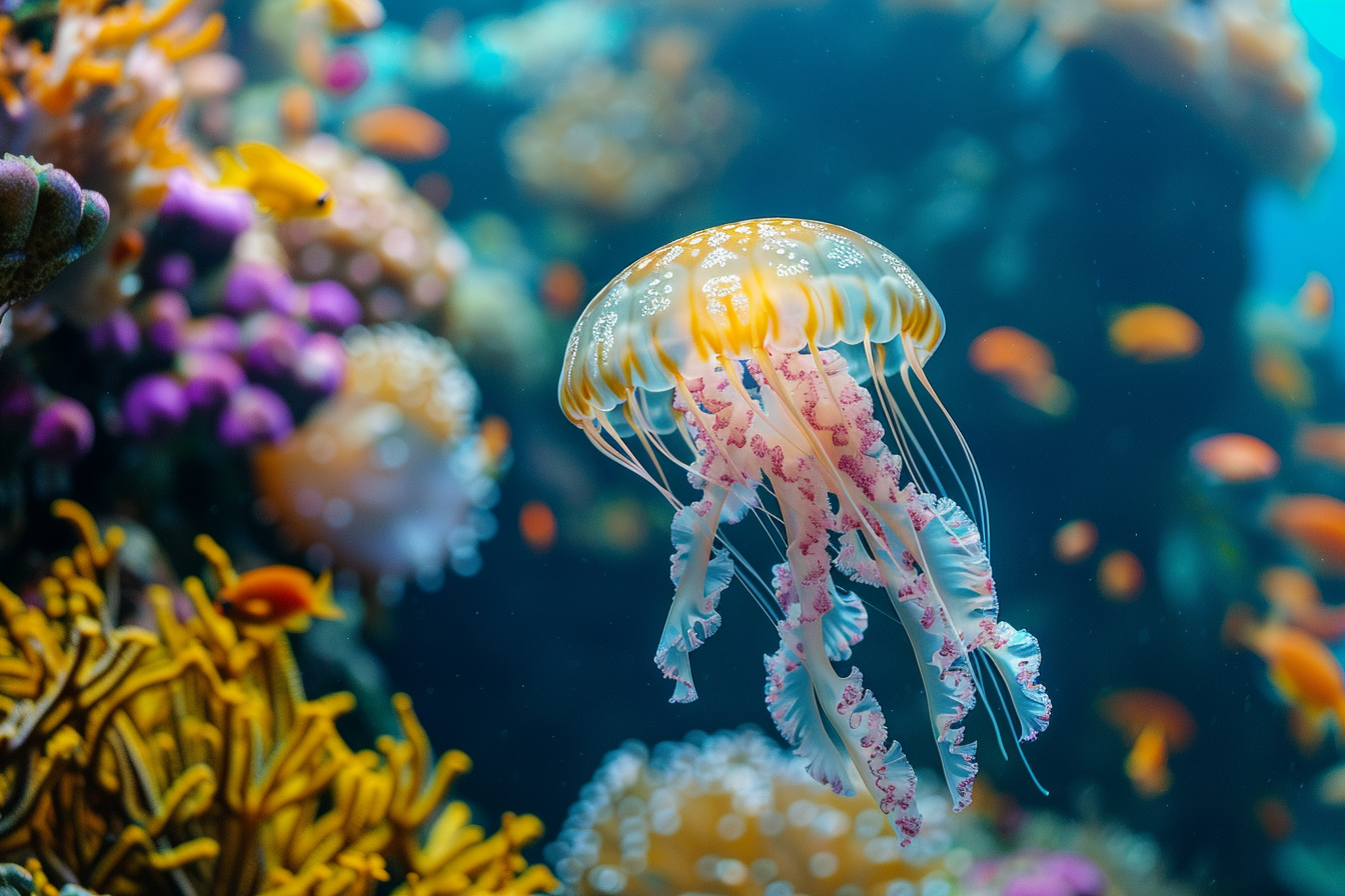 Image gratuite Méduse près d&rsquo;un récif corallien 2