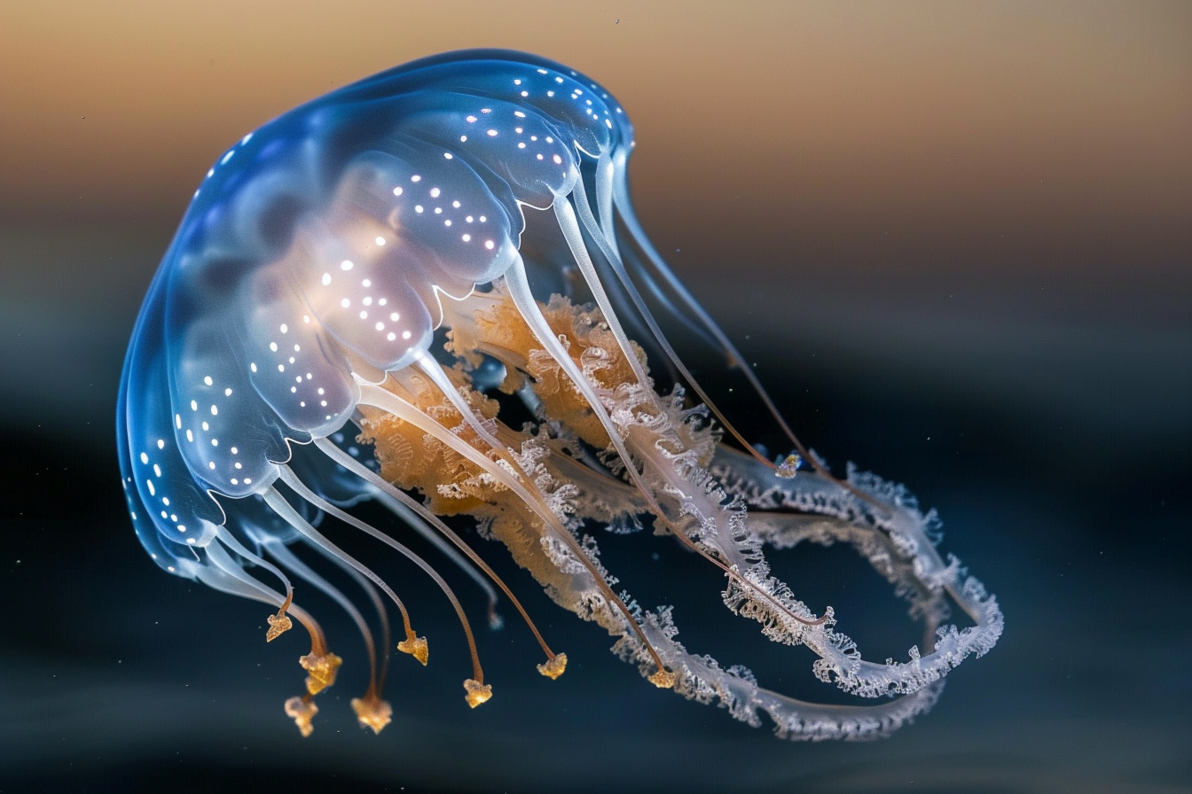 Image gratuite Méduse translucide aux tentacules lumineux 1