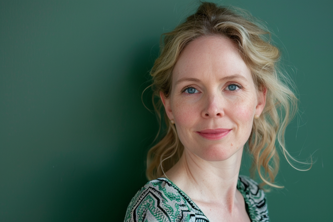 Image gratuite Mère blonde yeux bleus jour fête mères fond vert 2