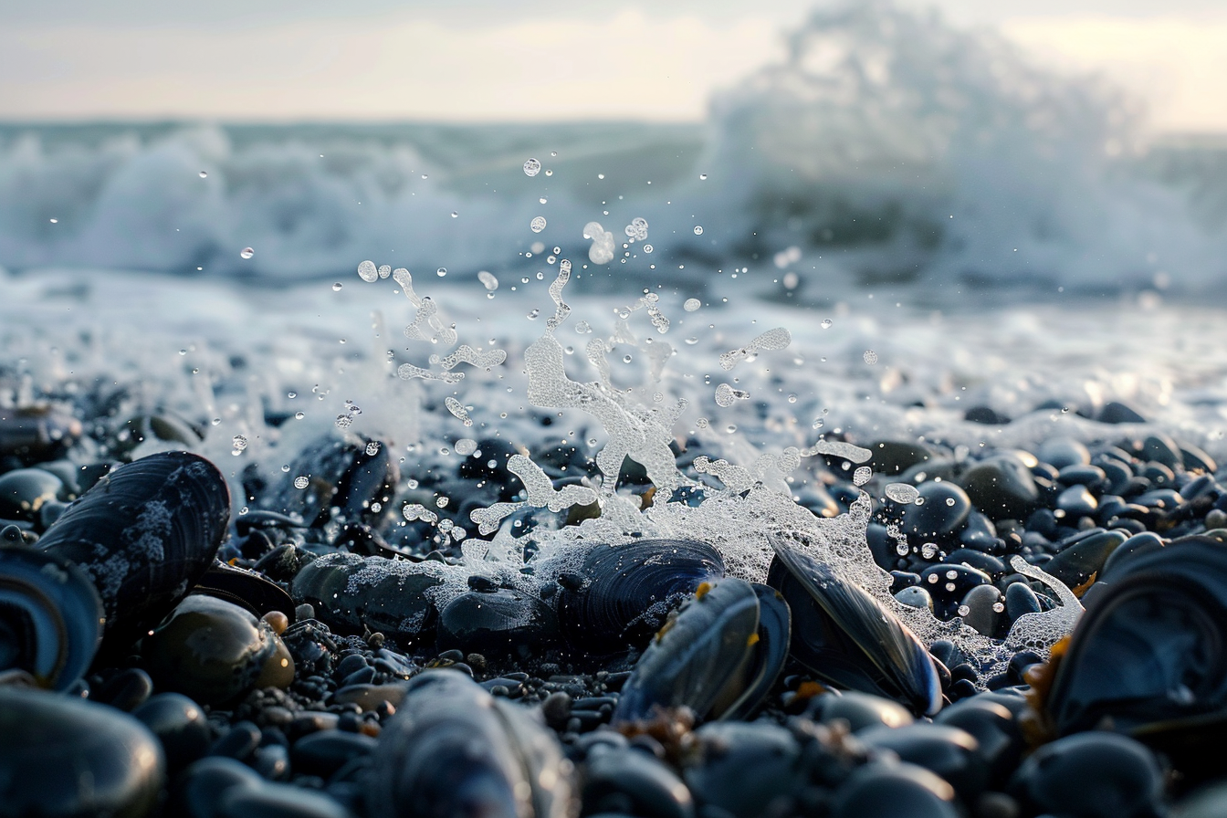 Image gratuite Moules fraîches sur plage rocheuse 2