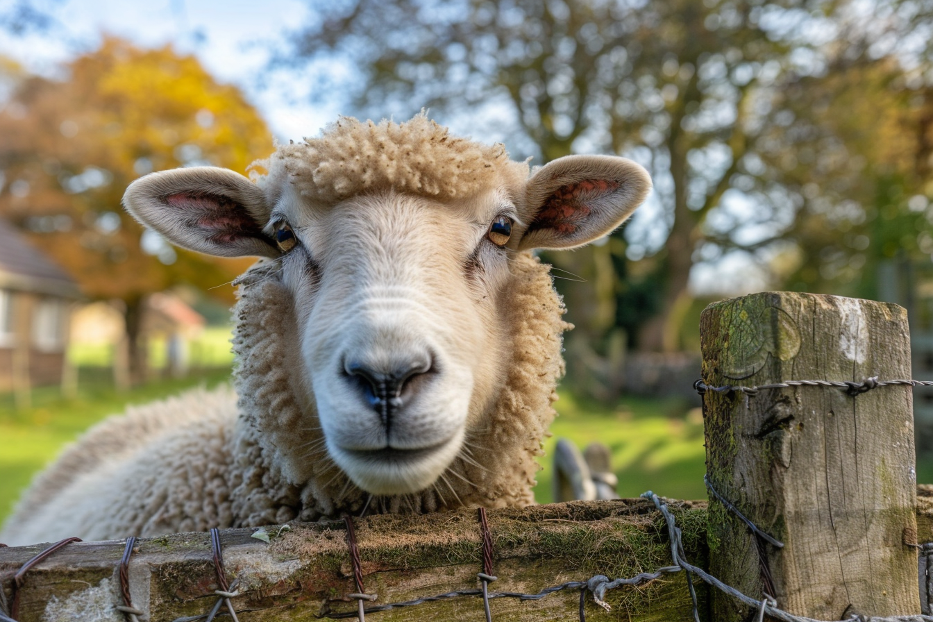 Image gratuite Mouton curieux sur clôture 1