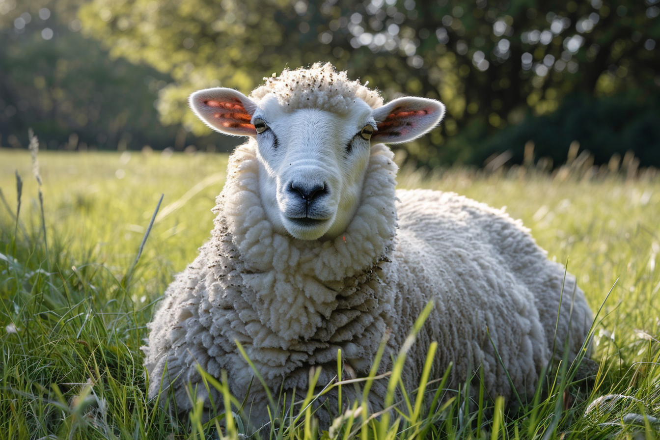 Image gratuite Mouton dans prairie ensoleillée 2