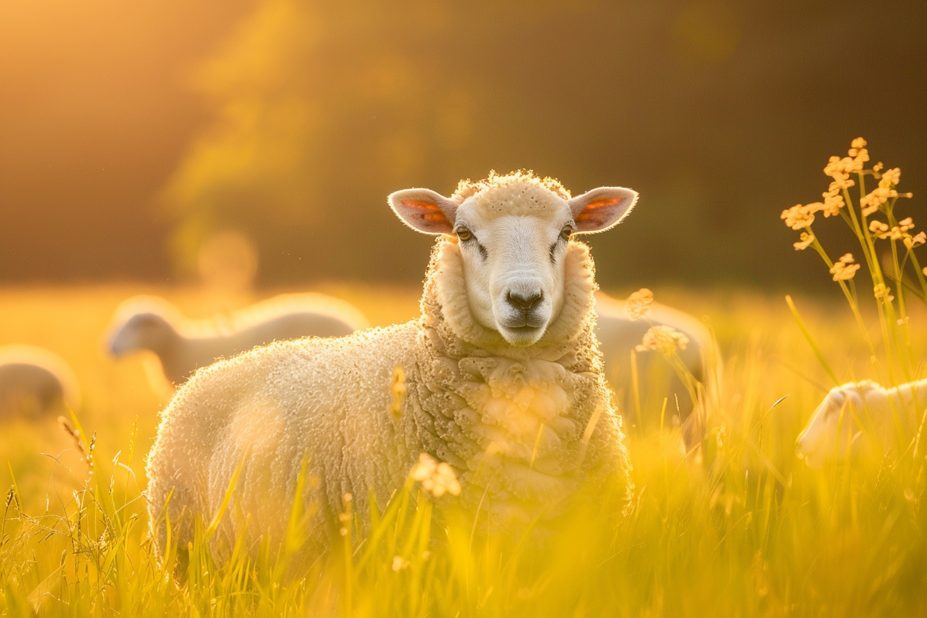 Image gratuite Mouton dans prairie ensoleillée 4