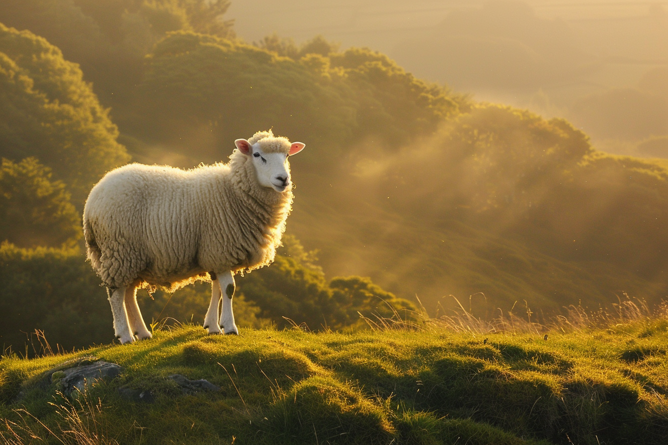 Image gratuite Mouton sur colline verdoyante 1