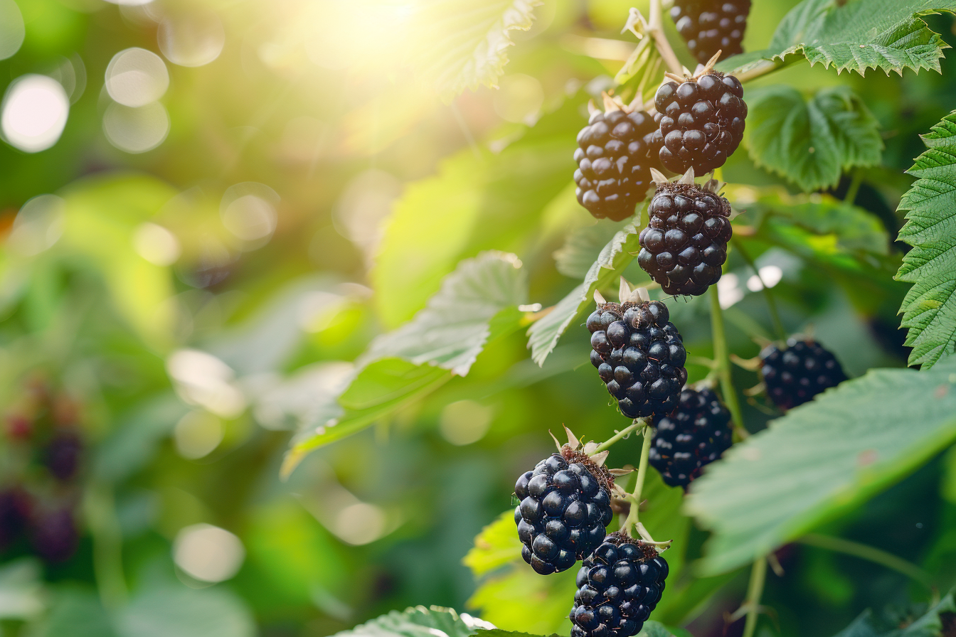 Image gratuite Mûres suspendues sur buisson dans jardin ensoleillé 4