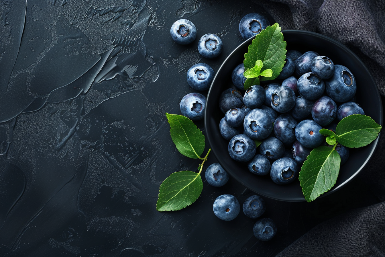 Image gratuite Myrtilles dans bol noir 2
