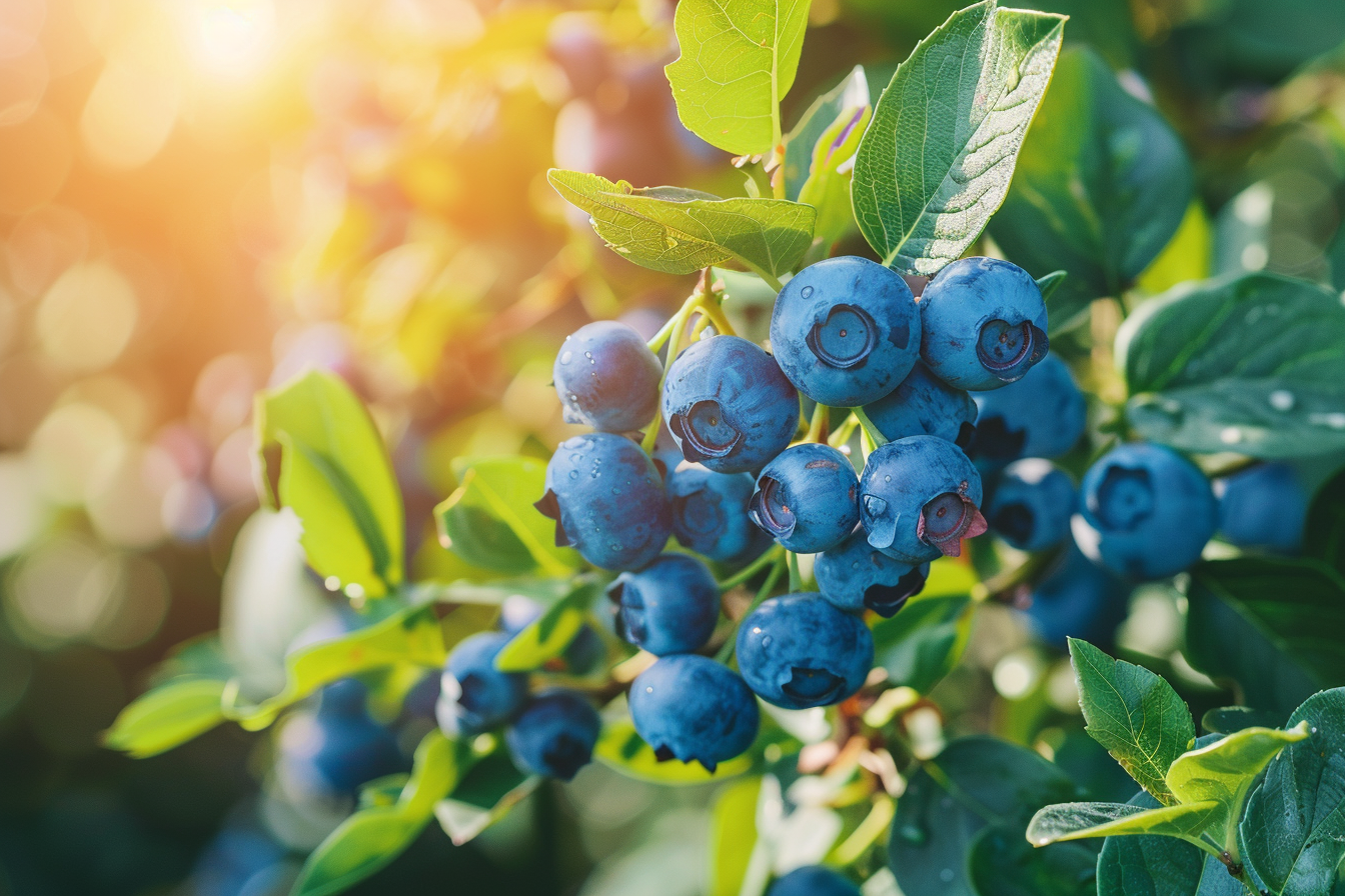 Image gratuite Myrtilles suspendues sur buisson dans jardin ensoleillé 1