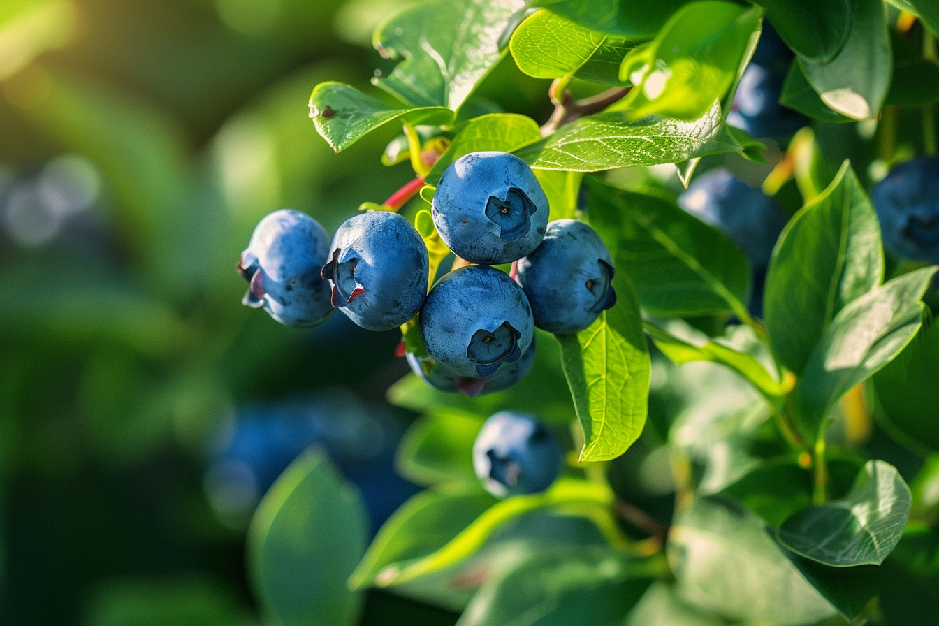 Image gratuite Myrtilles suspendues sur buisson dans jardin ensoleillé 2